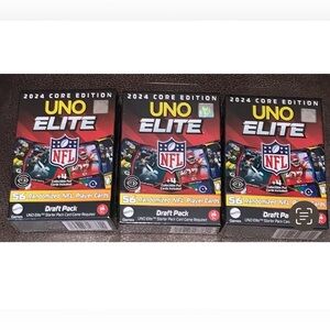 (3) Uno Elite NFL 2024 Core Edition Draft Pack 56 Cards In Each Pack NIB
